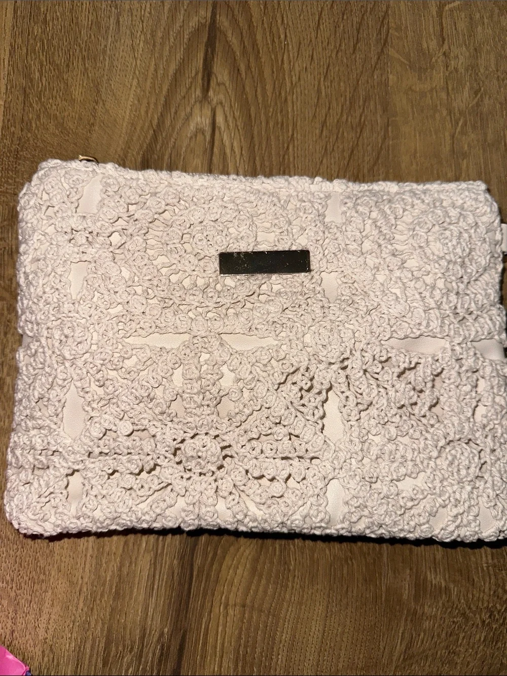 Beige Crochet Crossbody Bag by